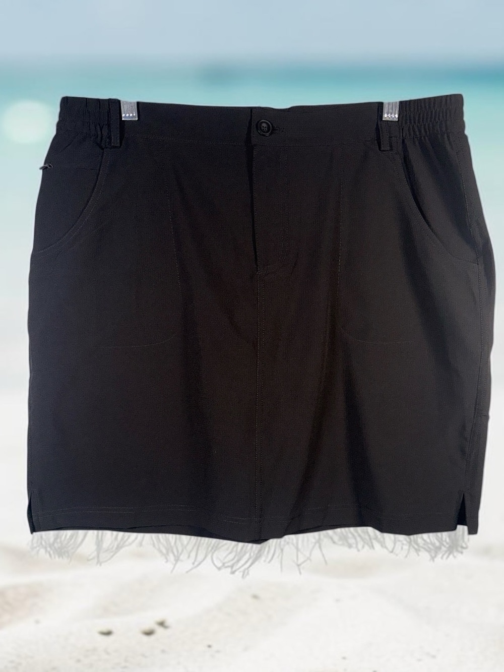 Tilley Black Midi Skirt with Front Button and Pockets